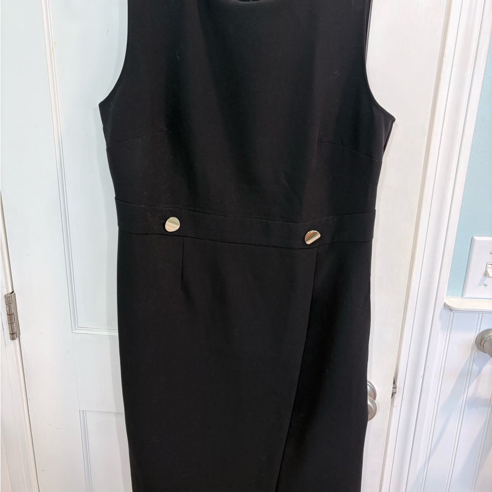 H&M Black Midi Dress with Gold Accents